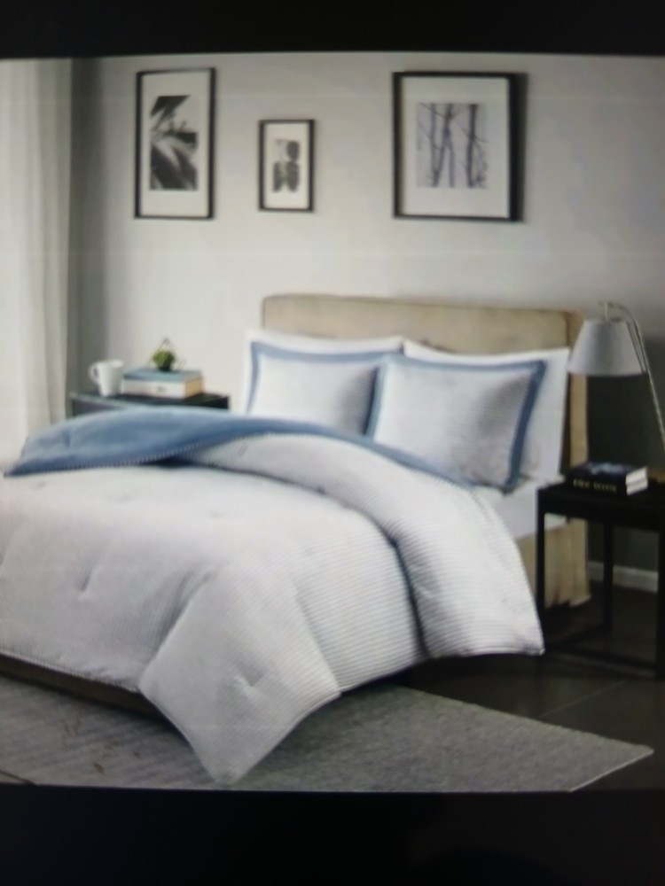 Madison Park Reversible Striped Down Alternative 3-Piece Comforter Set