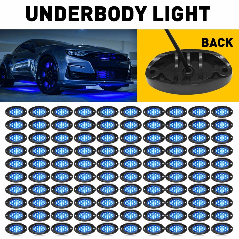 100 Pods LED Rock Lights For Jeep Offroad Boat Truck UTV ATV Underbody Lamp Blue