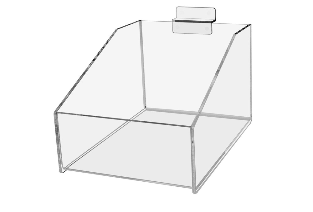 Slatwall Clear Acrylic Retail Storage Bin Single Compartment