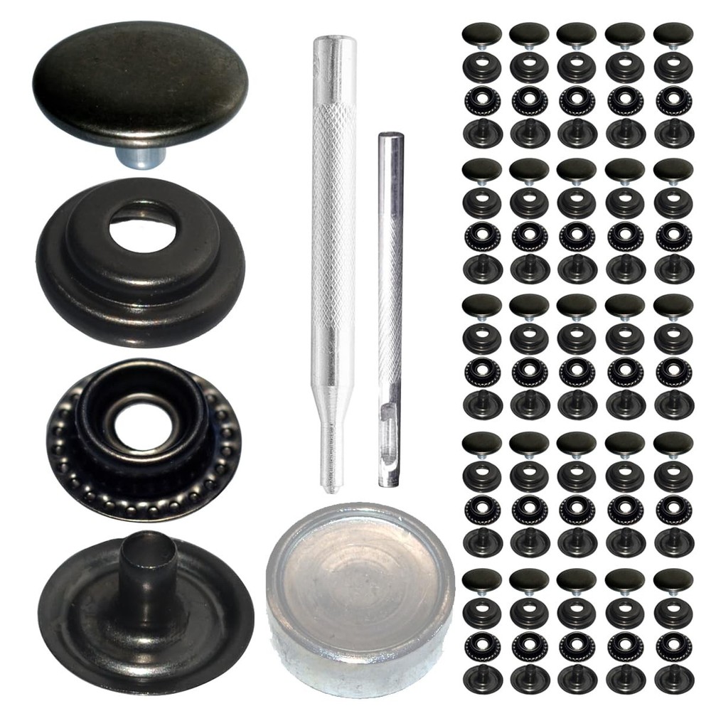 25Sets 12.5mm Stainless Steel Fastener Snap Press Stud Button with Punching T...