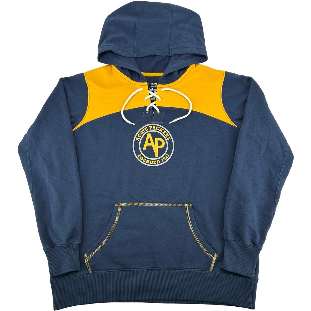 Women's Blue Yellow NFL Team Apparel Acme Green Bay Packers Hoodie Sweatshirt XL