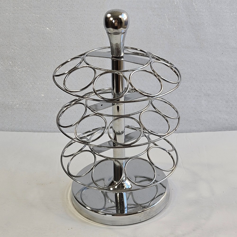 27 K-cup Coffee Pod Holder Swivel Chrome Carousel Stand For Keurig Coffeemaker