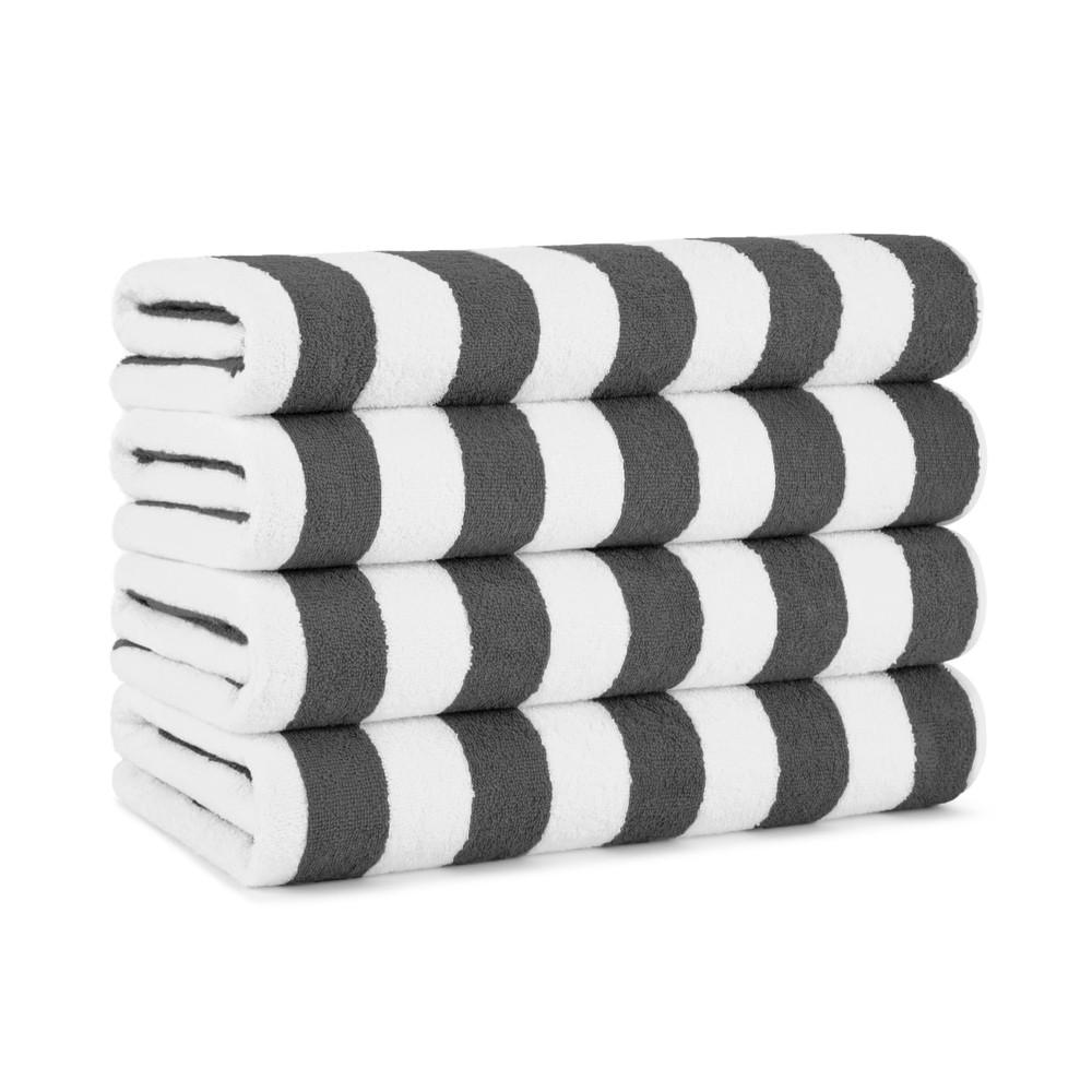 Arkwright Dark Grey Cabana Stripe Beach Towels Pack of 4 30x70 Inches