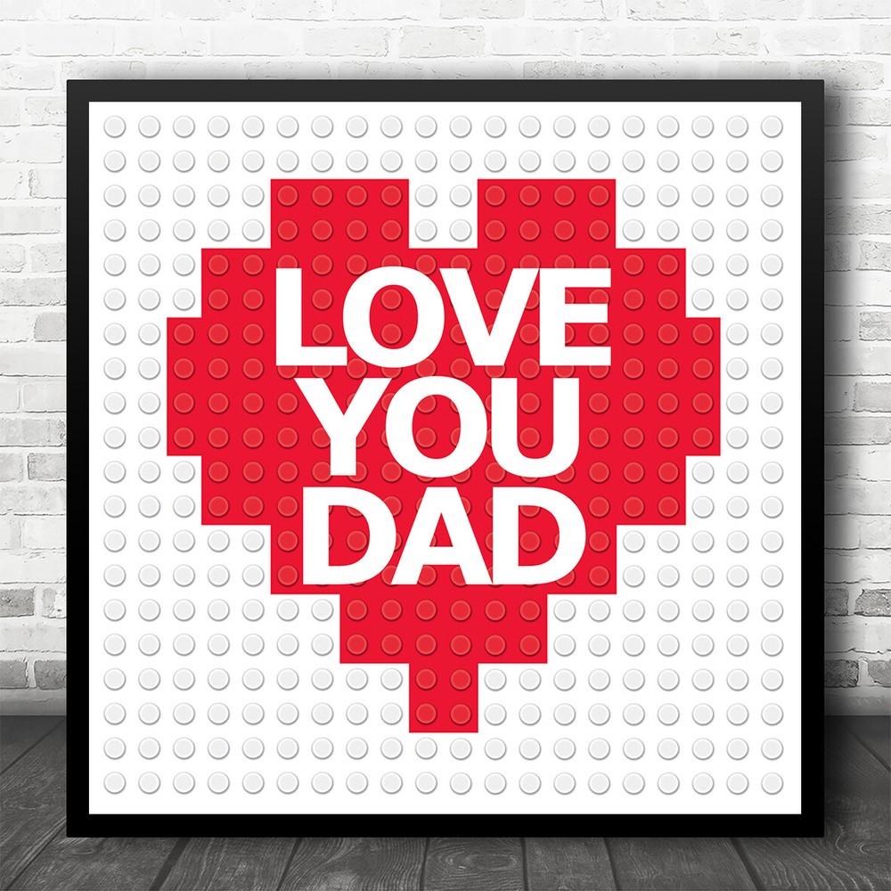 Toy Blocks Love Heart Dad Square Personalised Gift Art Print
