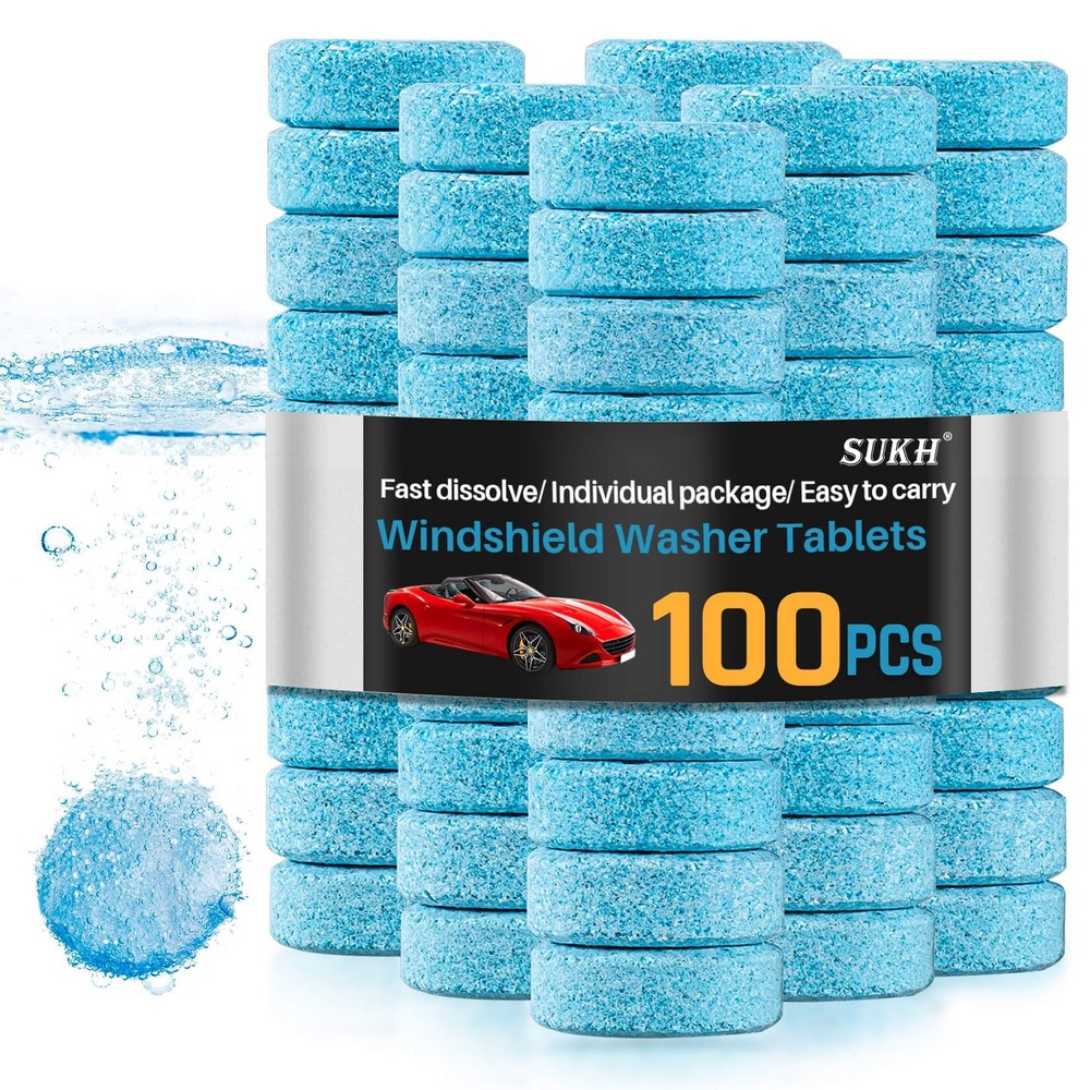 100pcs Car Windshield Washer Tablets for Crystal Clear Glass Cleaning