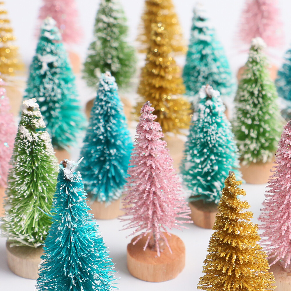 12PCS Mini Christmas Trees - Artificial Christmas Tree Bottle Brush Trees