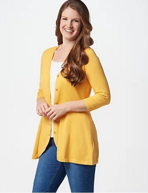 Isaac Mizrahi Sunny Yellow Button Front Cardigan Sweater XXS Curved Hem NWT  