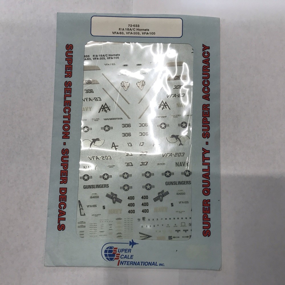 1/72 Super Scale International #72-633 F-A 18 Hornets VFA-83, 203, & 105 LHH