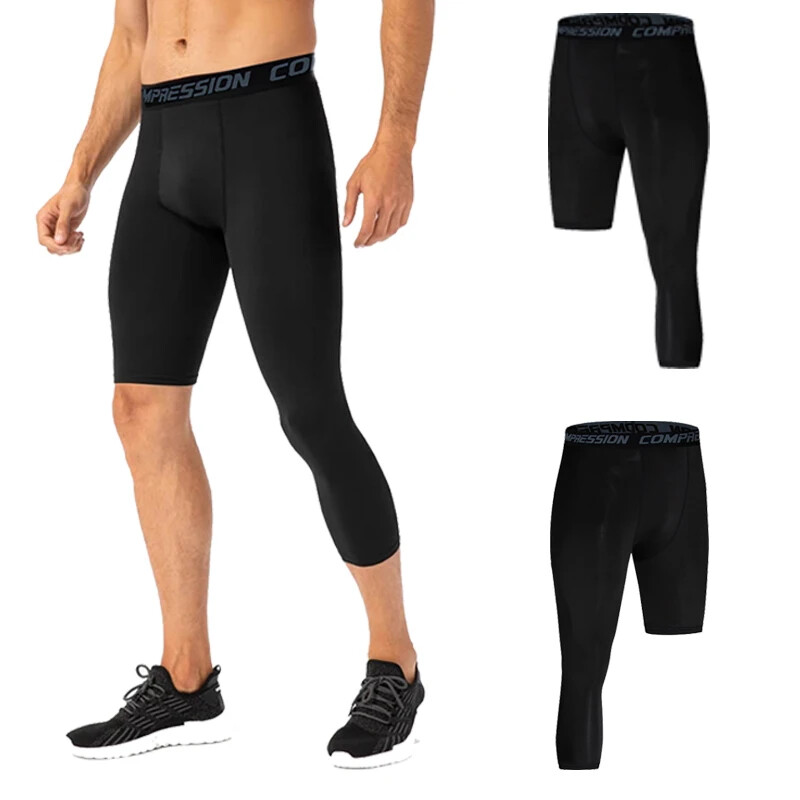 Men's Performance Base Layer Tights - Versatile One-Leg Design for Running, Basketball, and Sports Activities