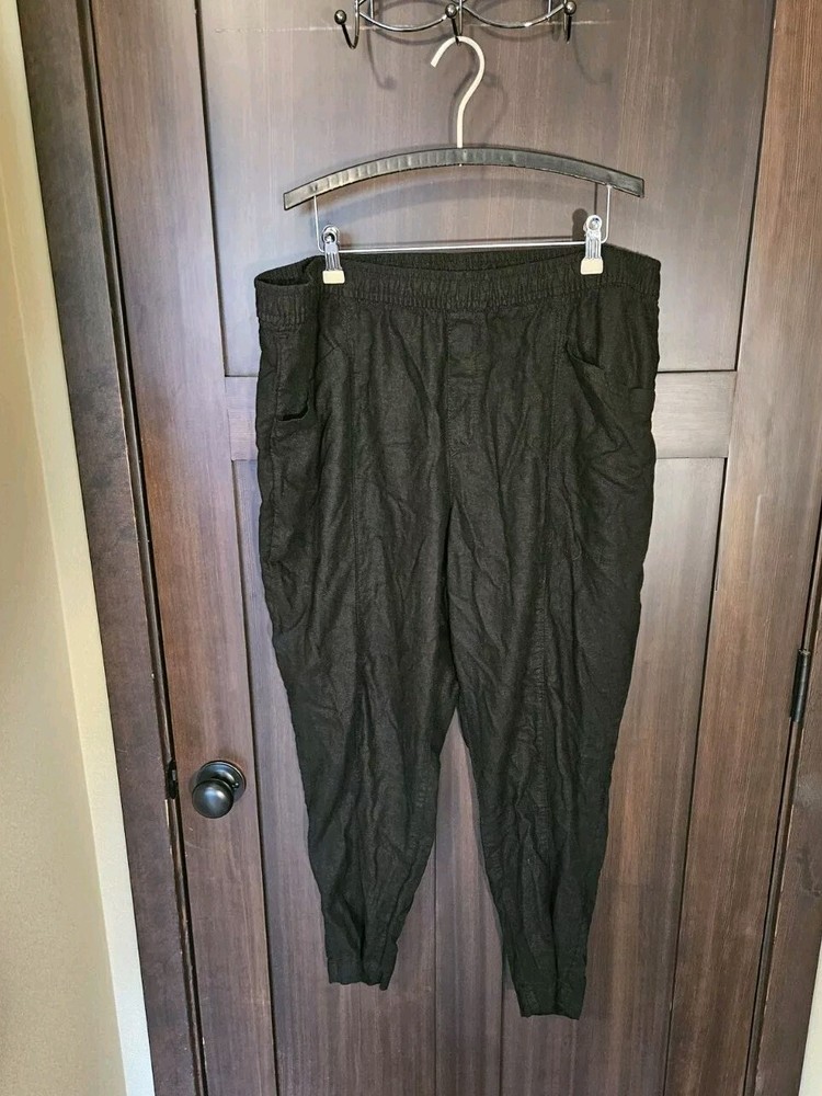 Old Navy Black Tapered Ankle Linen Pants for Women EUC Size XL