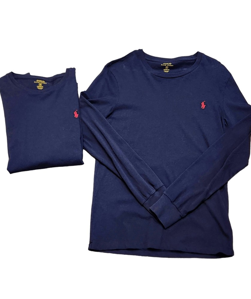 Polo Ralph Lauren 2 New Crew Neck Small T-Shirts/Undershirts Long Sleeve Blue
