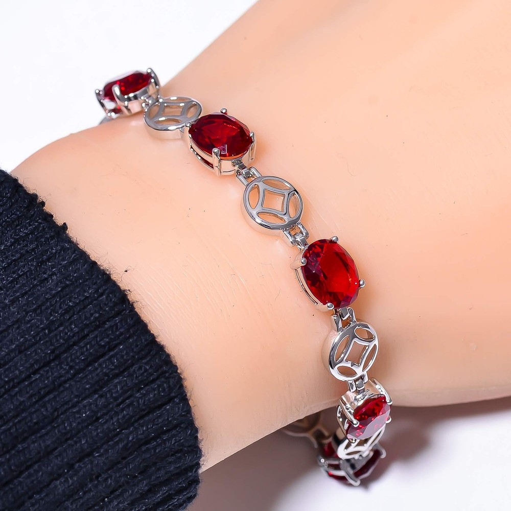 Red Garnet 925 Sterling Silver Tennis Bracelet 7.99