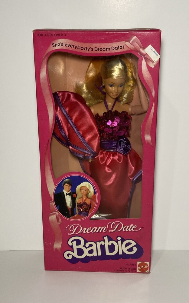 Vintage 1982 Dream Date Barbie 5868 Mattel Pink Sequin Dress