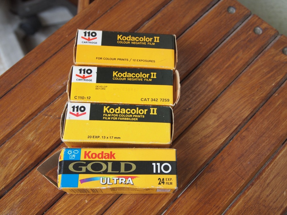Kodak 3x Kodacolor II And Kodak Gold Ultra 110 film cartridge film Expired Boxed