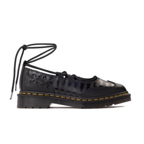 Dr. Martens x Wednesday Elphie II Mary Jane Ballet Flat Black Leather Goth NEW