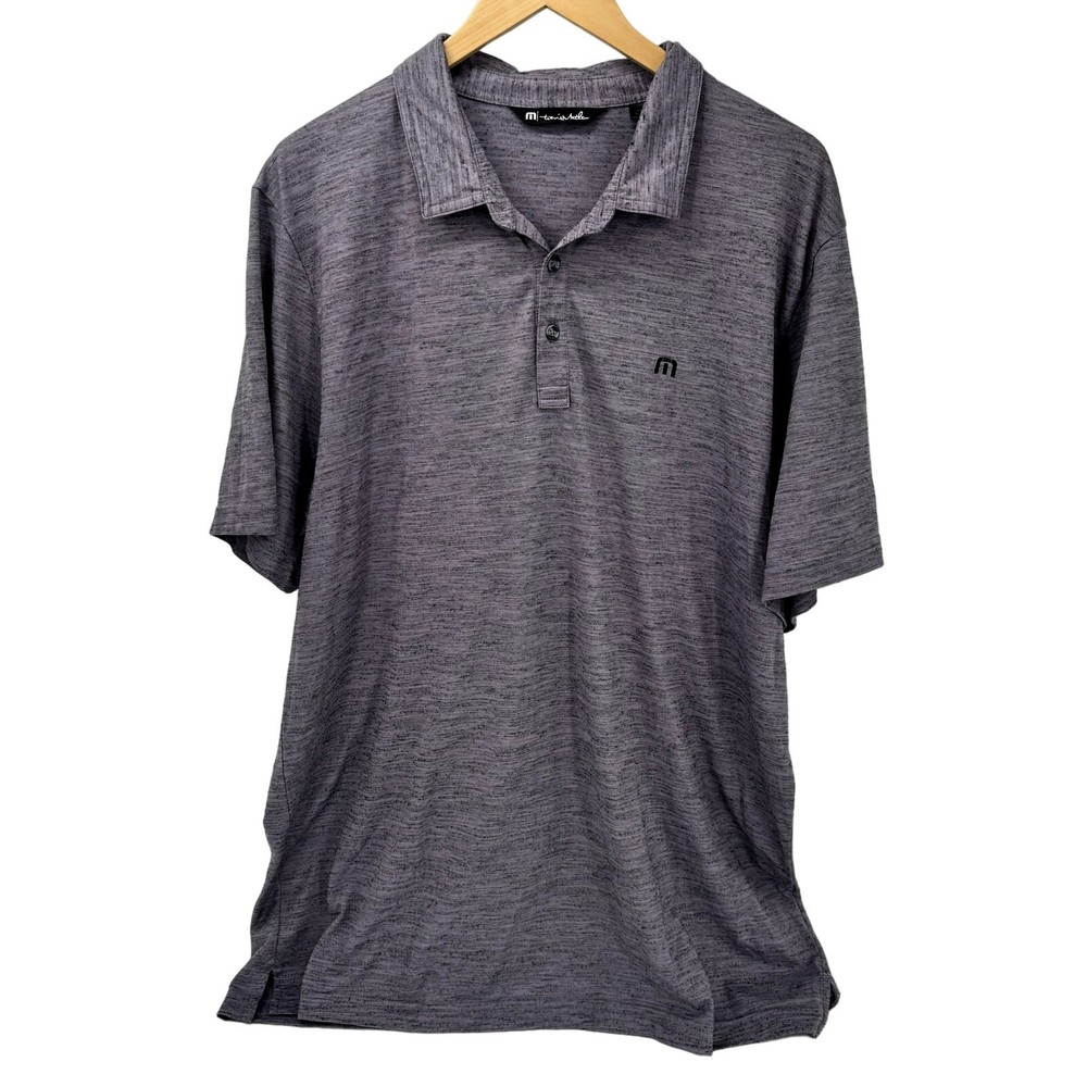 Travis Mathew Polo Shirt Mens XXL Purple Heathered Flying Tortilla Short Sleeve