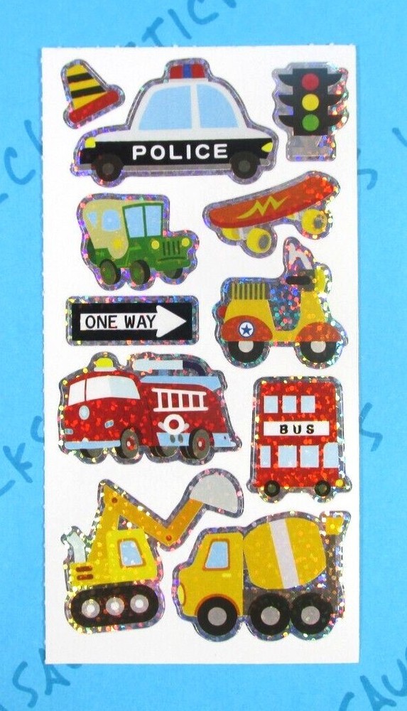Vehicles Sticker Mod Prismatic Cop Bus Construction Firetruck Scooter