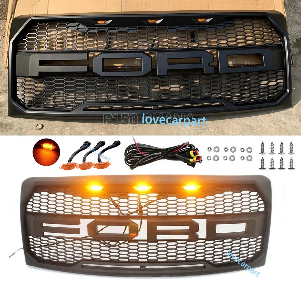 For For-d F150 Grill 2009 2010 11 12 13 2014 F-150 Front Grille  w/3LED+Letter