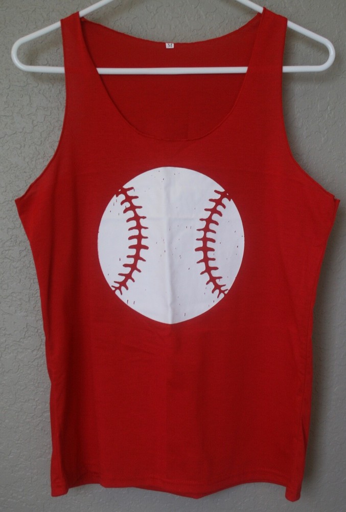 Women's NWOT Red With White Softball Racerback Tank Top Workout Shirt Size M