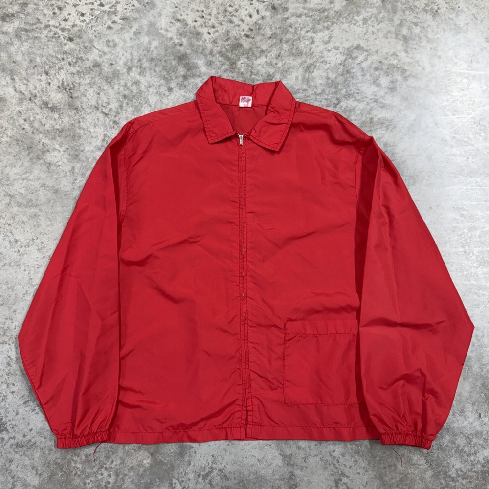 Vintage Artex Jacket Mens Large Red Nylon Coach Windbreaker Full Zip Lightweight