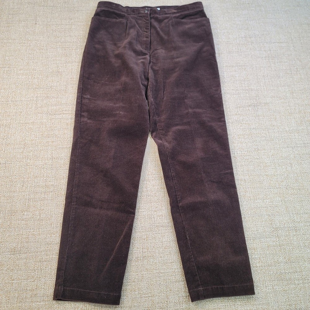 Jones New York Corduroy Pants Womens 14 Brown Stretch High Rise Business Casual