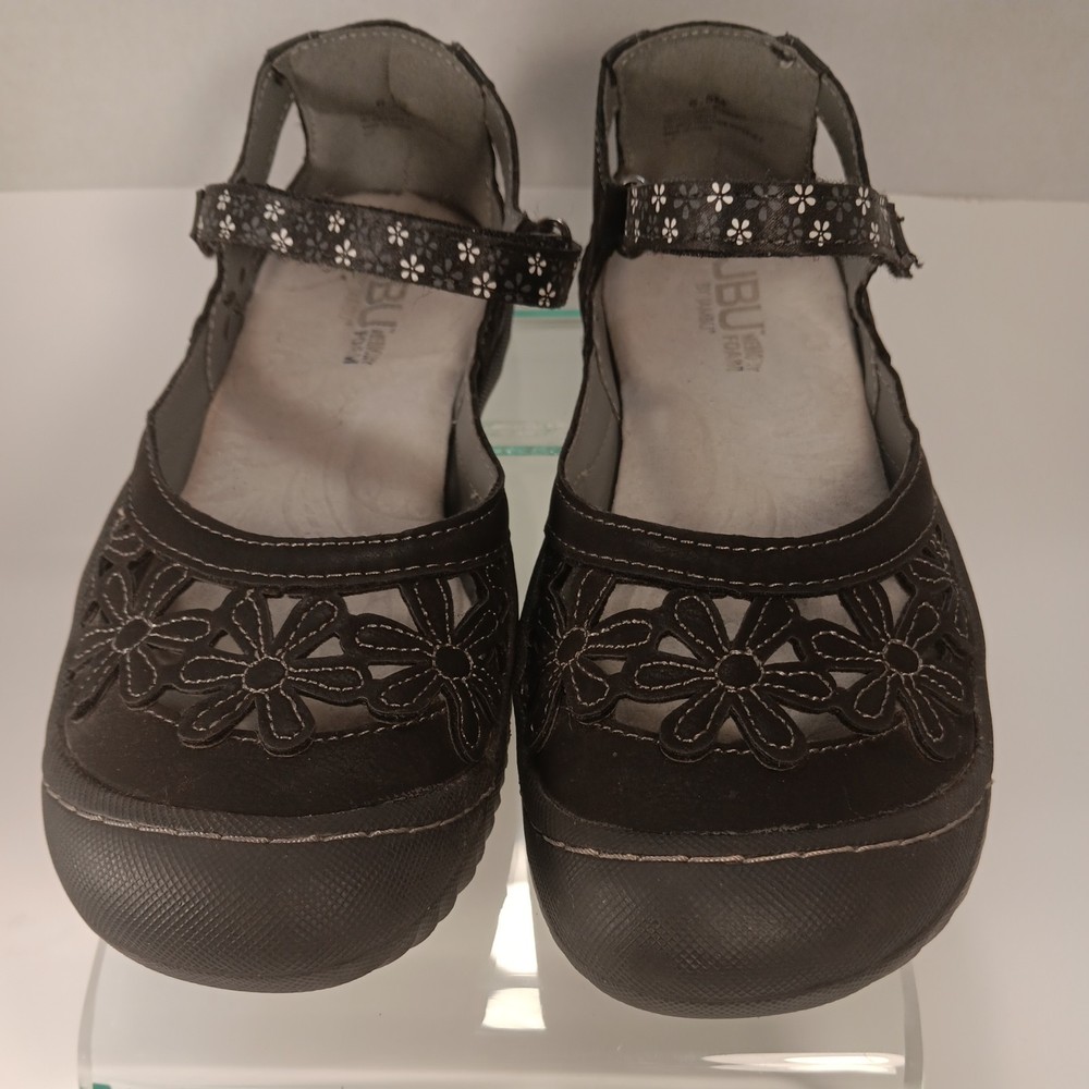 JBU by Jambu Memory Foam Mary Jane 6.5 Black Wildflower Vegan Textile Uppers