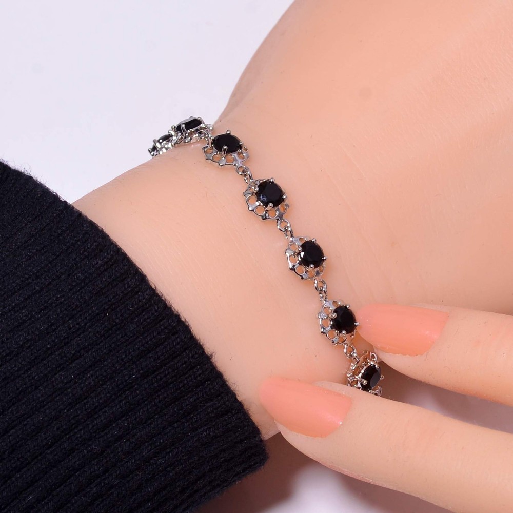 Black Onyx 925 Sterling Silver Tennis Bracelet 7.99
