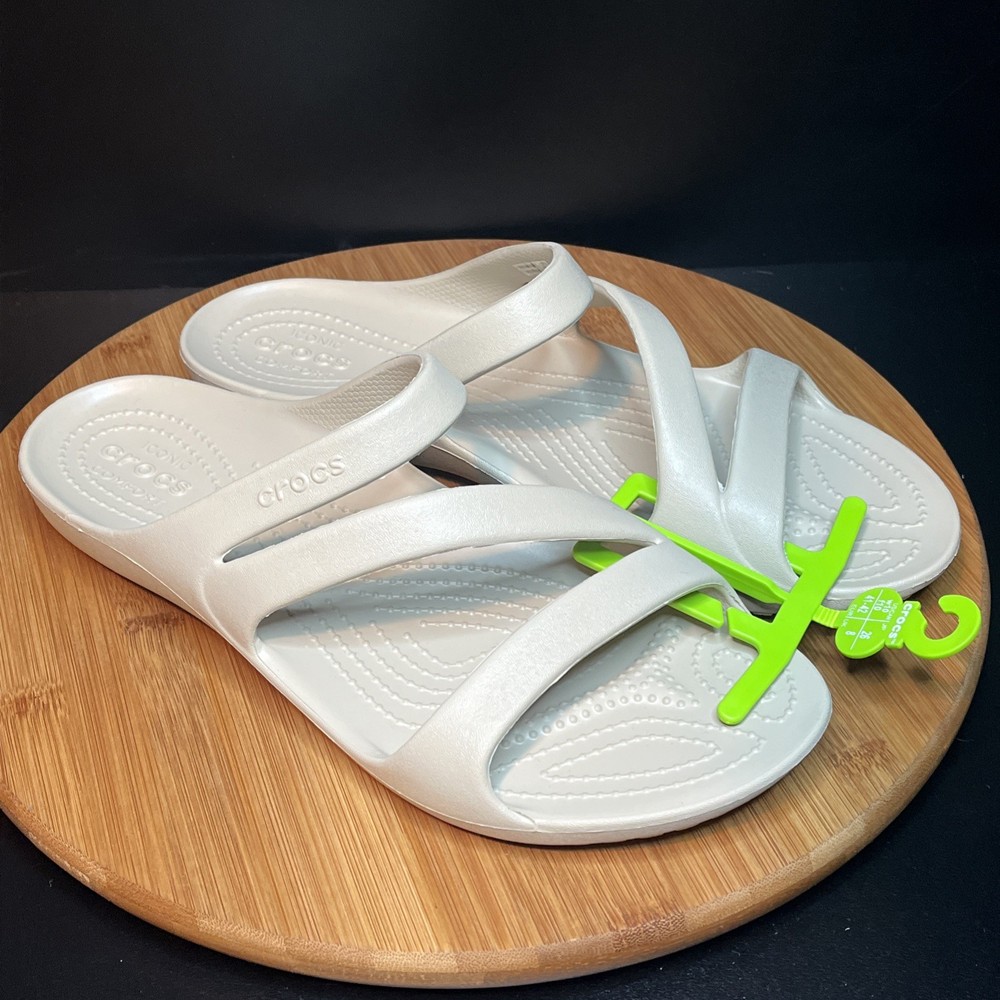 NWOB Crocs Kadee II Strappy Sandals Women’s 10 Beige Slides Slip On