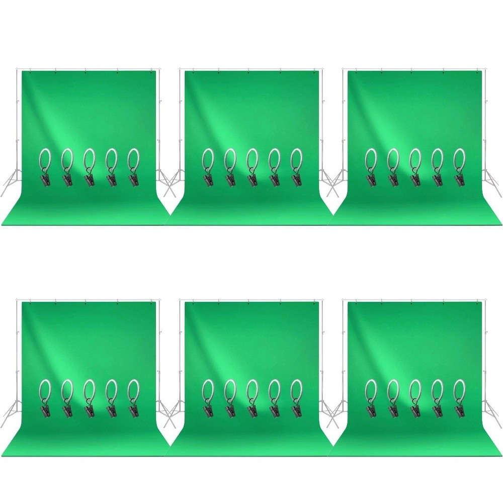 Pack Of 6, 6x9 Green Screen Photography Background Photo Video Backdrop Kit