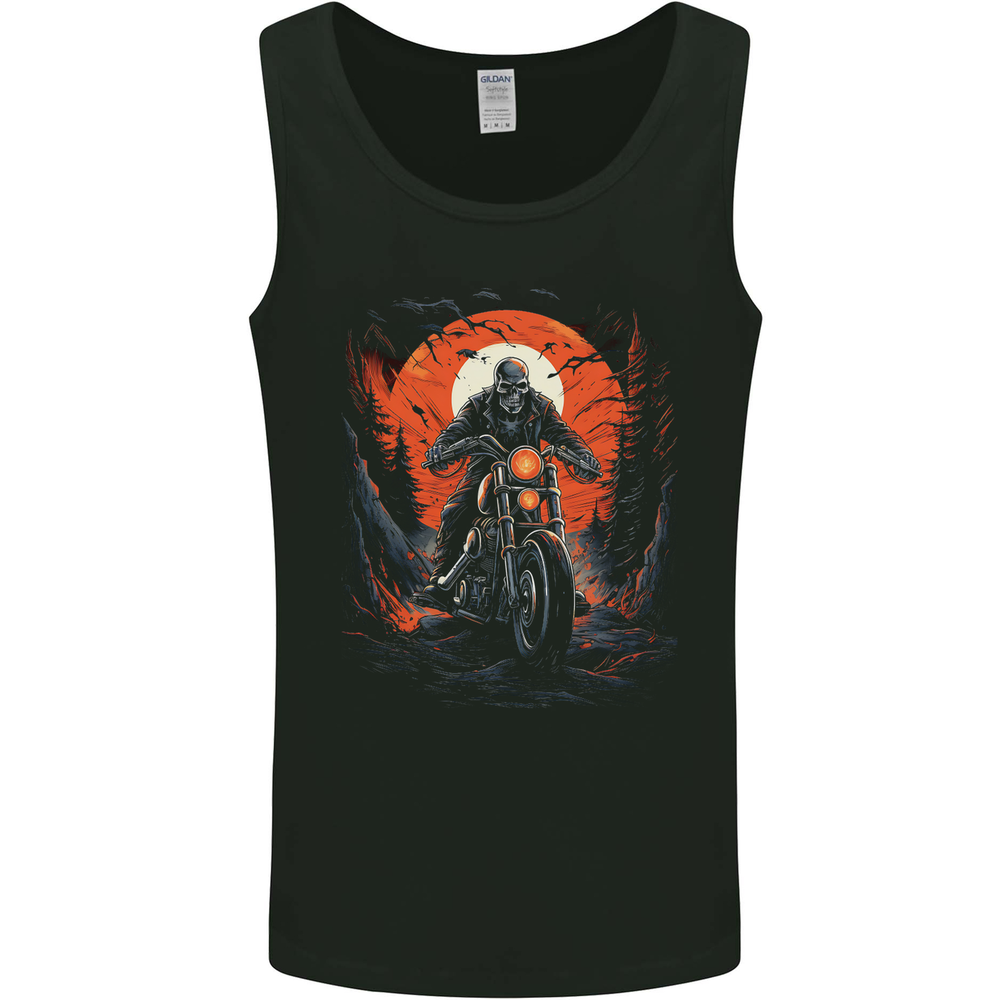 Skull Biker Motorcycle Motorbike Halloween 23 Mens Vest Tank Top