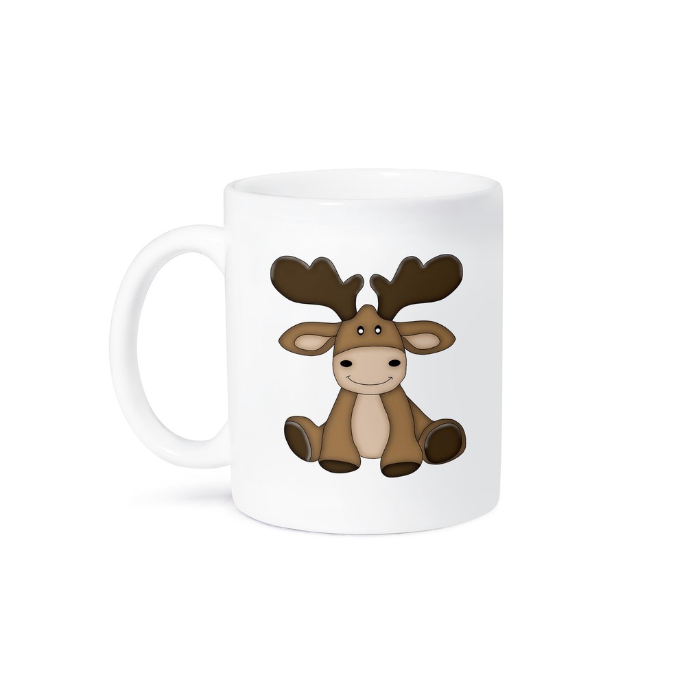 3dRose Cute Sitting Moose Illustration Coffee Mug