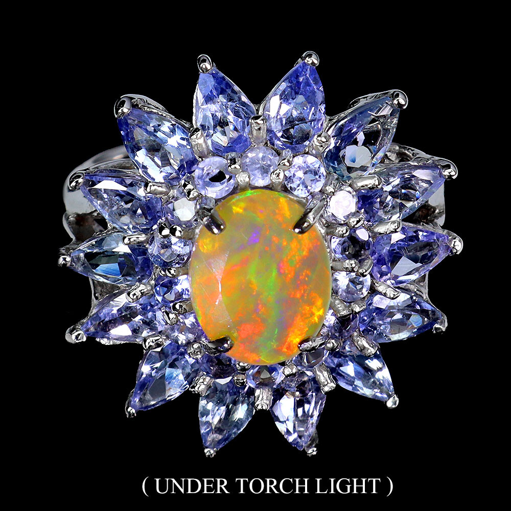 Elegant 925 Sterling Silver Ring with 9x7mm Natural Oval Fire Opal Size 7.5