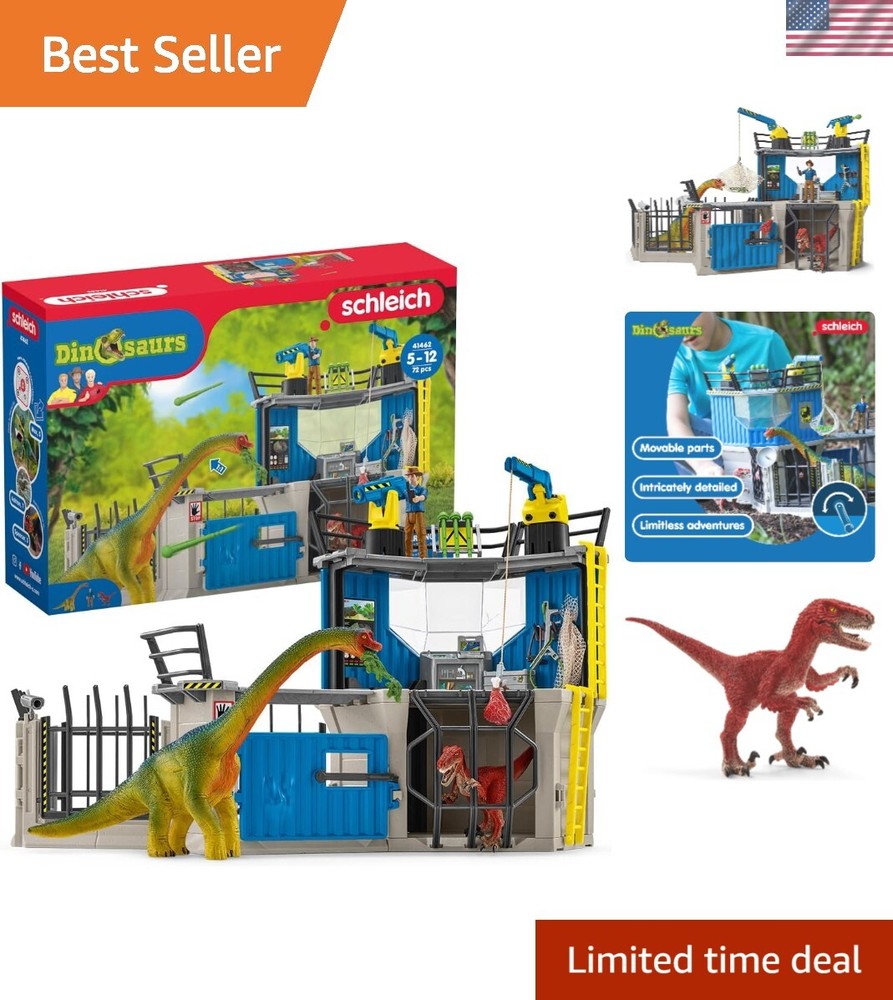 Dinosaur Toys Science Playset - 33-Piece Set Research Station with Brachiosau...