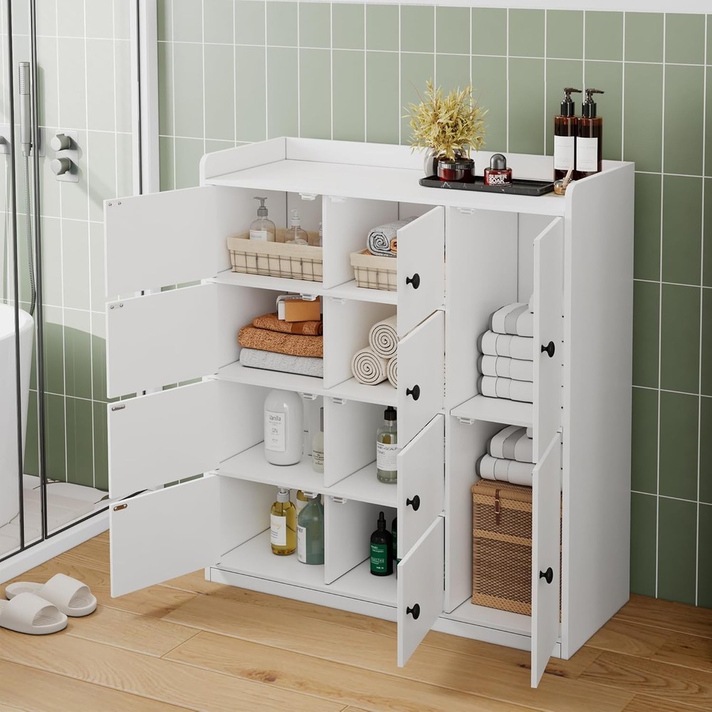 43.6'' Bathroom Floor Cabinet, Freestanding Storage Closet, with 5 Layers