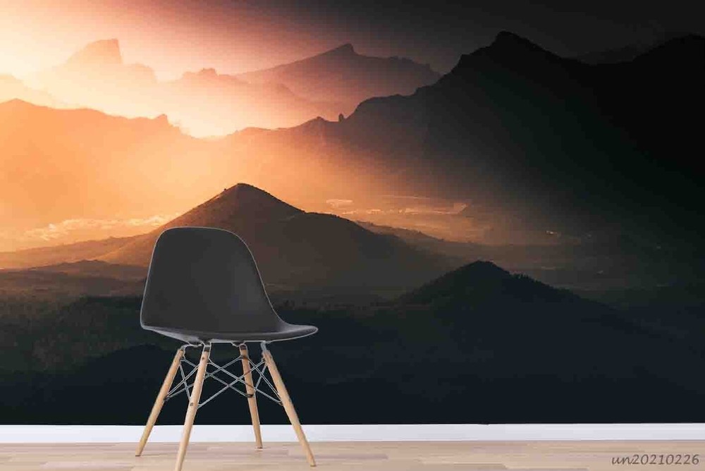 3D Mountain Sunset Landscape Wall Murals Wallpaper Murals Wall Sticker