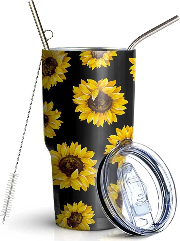 30 oz Sunflower Tumbler Double Wall Stainless Steel Vacuum Insulated Travel Coff