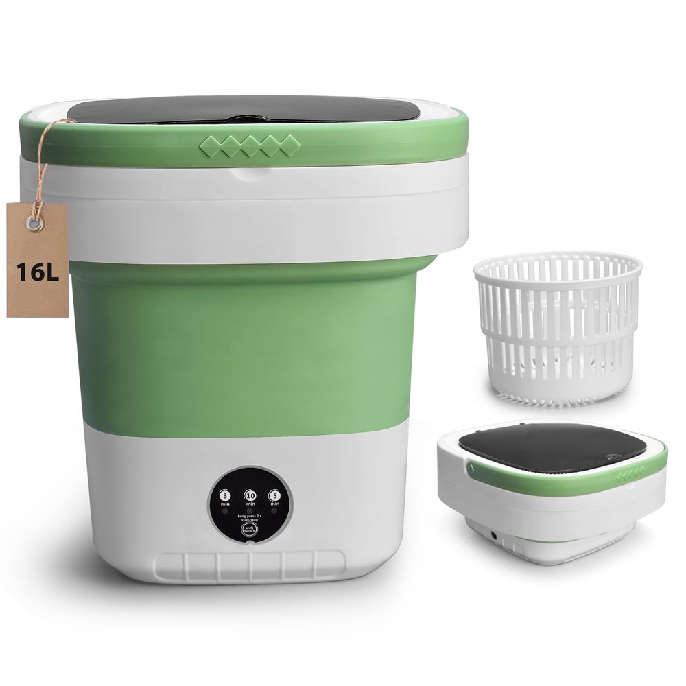 Portable 16L Mini Washer Spin Dryer Compact Deep Cleaning for Travel Camping Dorms
