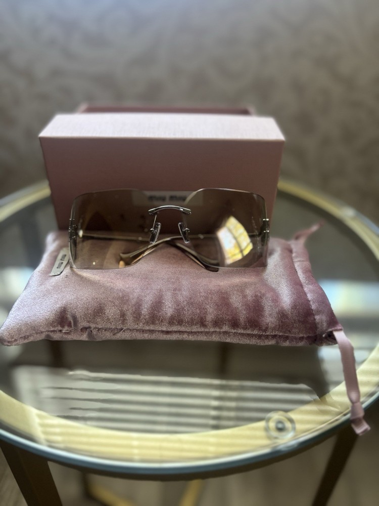 MIU MIU Aube Sunglasses; Silver/Ivory