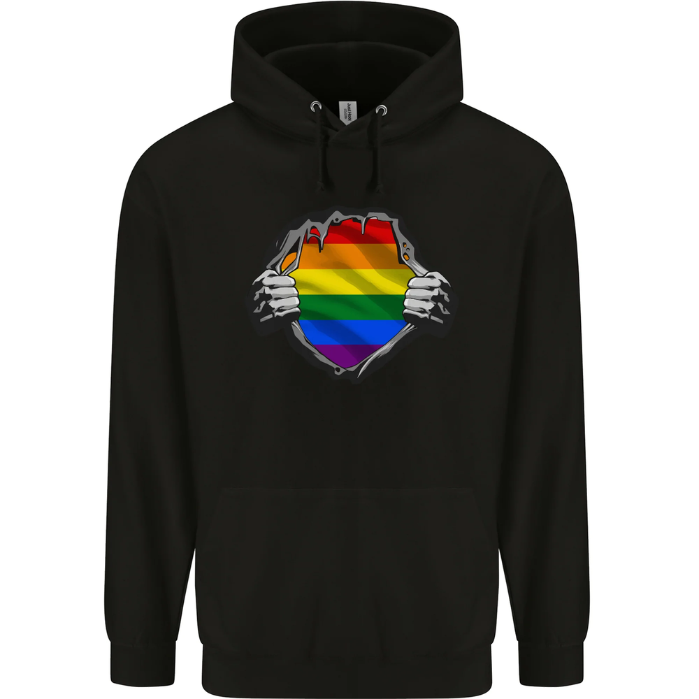 LGBT Rainbow Colours Pride Awareness Day Mens 80% Cotton Hoodie