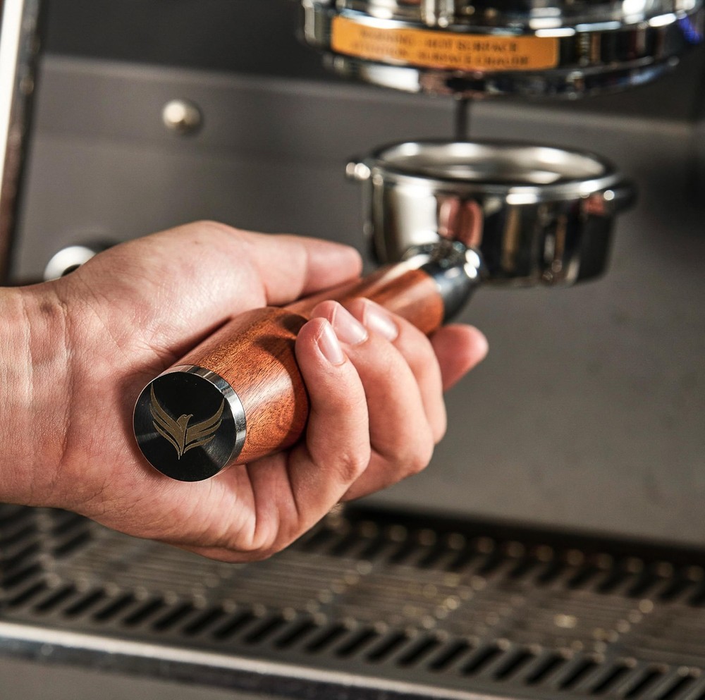 54mm Bottomless Portafilter Breville Compatible Rosewood Handle & Naked 18-21...