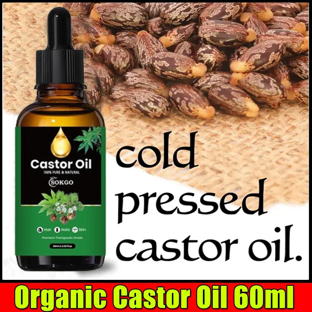 100% Pure Organic Cold-Pressed Hexane-Free Castor Oil 2 fl oz Beauty