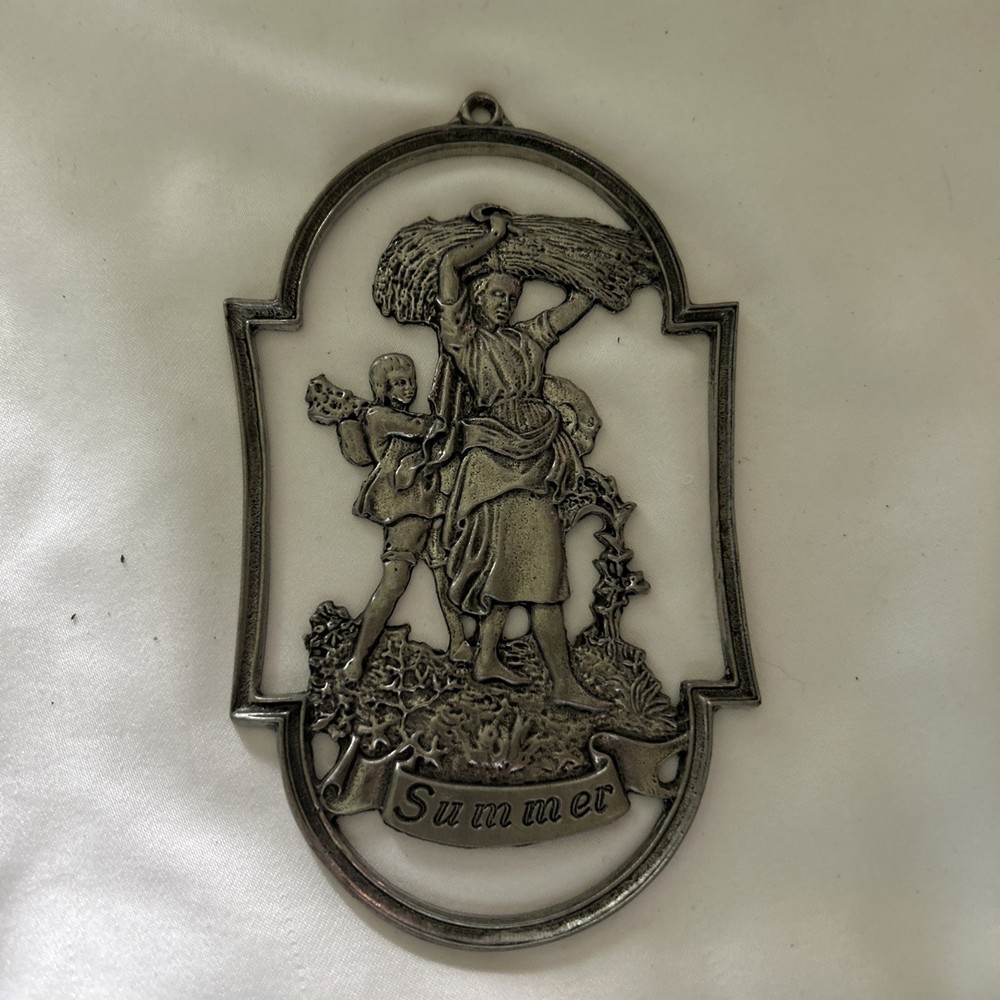 Vintage 1960s Pewter Farmhouse Wall Plaque Door Hanger West Germany