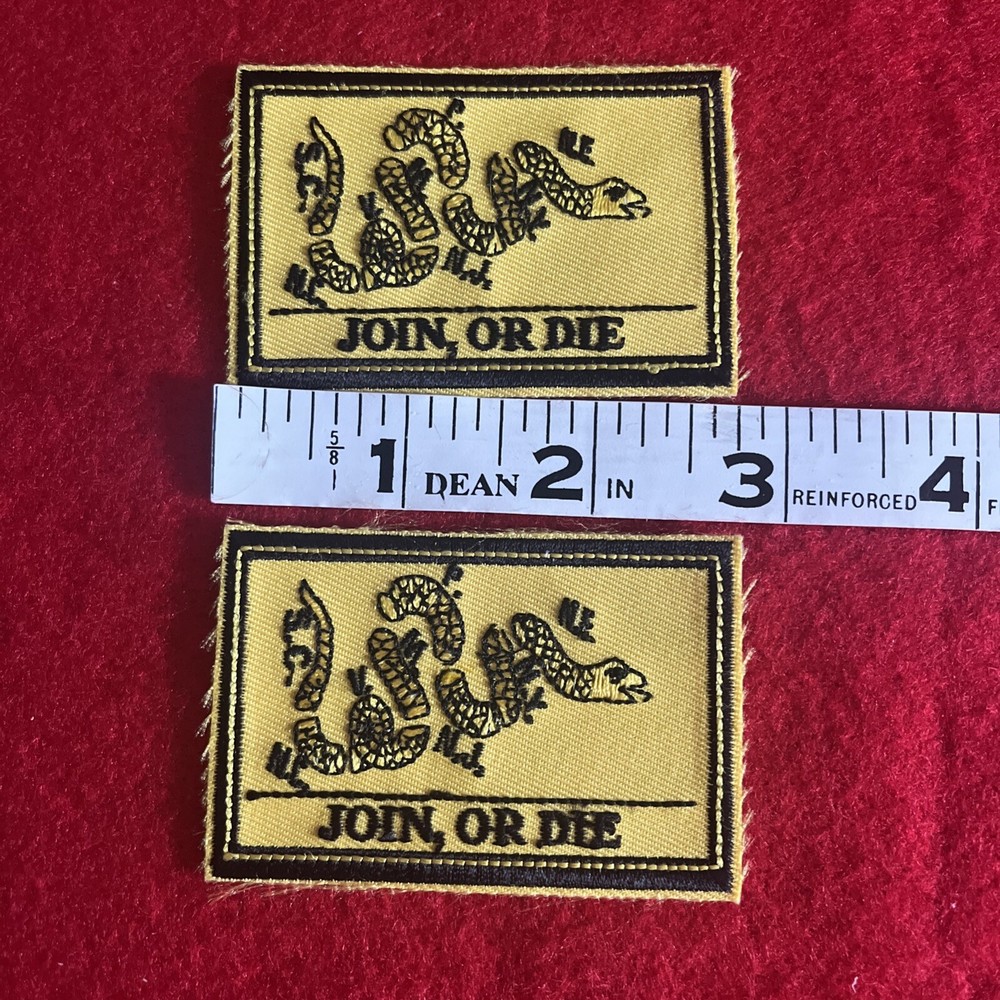 Join or Die Flag Patch | Sew On | Gold & Black| Set of 2