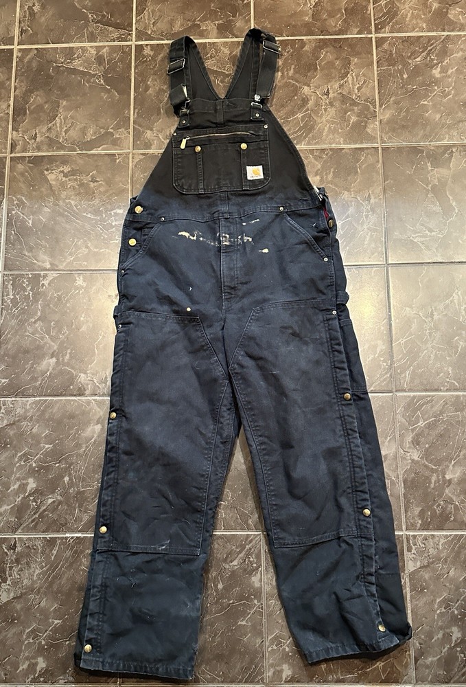 Carhartt Overalls Double Knee Carpenter Loose Fit Insulated 38x30