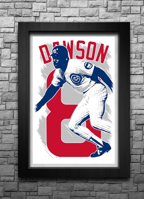 ANDRE DAWSON art print/poster CHICAGO CUBS FREE S&H! JERSEY Q9