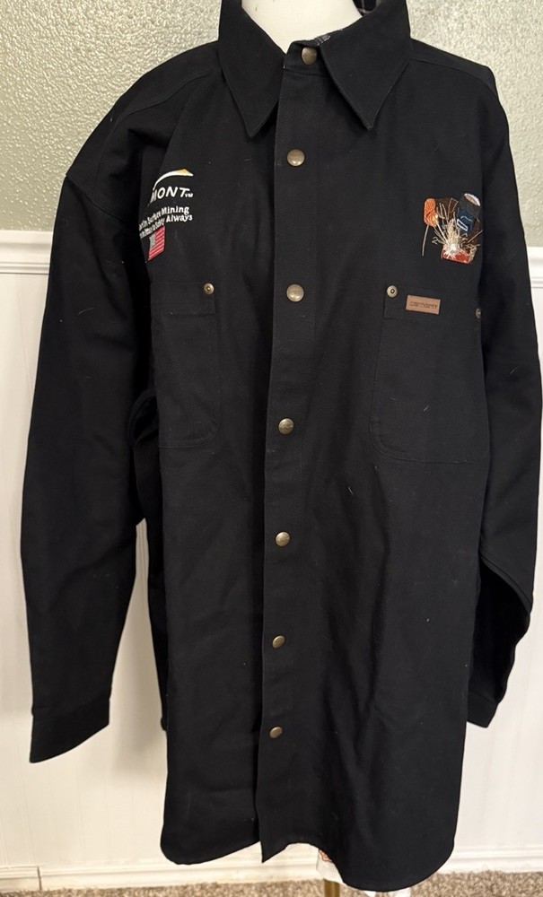 Carhartt Men's Black Flannel-Lined Canvas Shirt Jacket Shacket 3XL with Logo Brand New