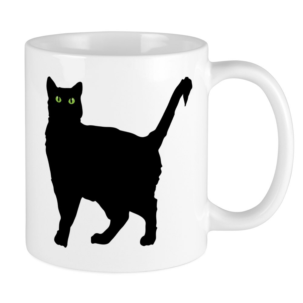 CafePress Black Cat Silhouette 11 oz Ceramic Mug (199016255)