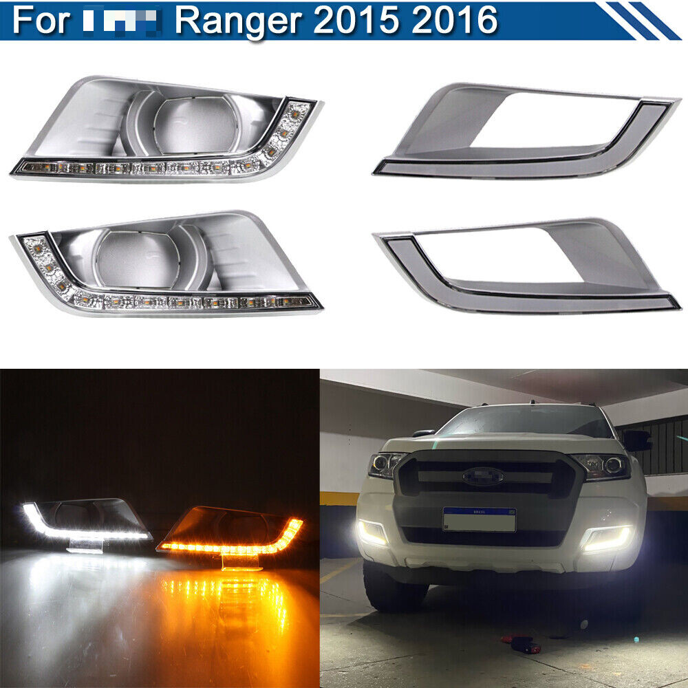 Pair Daytime Running Lights LED DRL Fog Lamp Replacement Bumper For Ranger 15-16