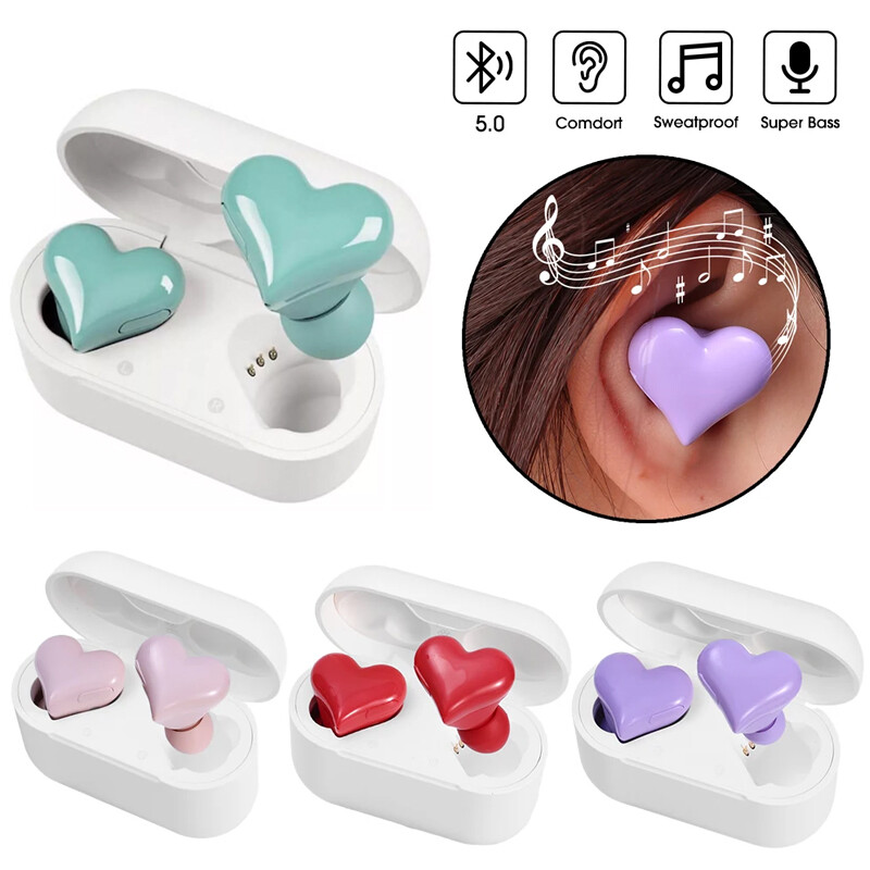 Heart Shaped True Wireless Earbuds Bluetooth 5.3 Headphones Earphones Headset