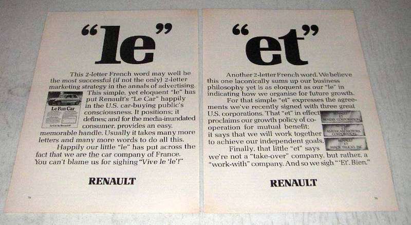 1979 Renault Le Car Vintage French Automobile Ad